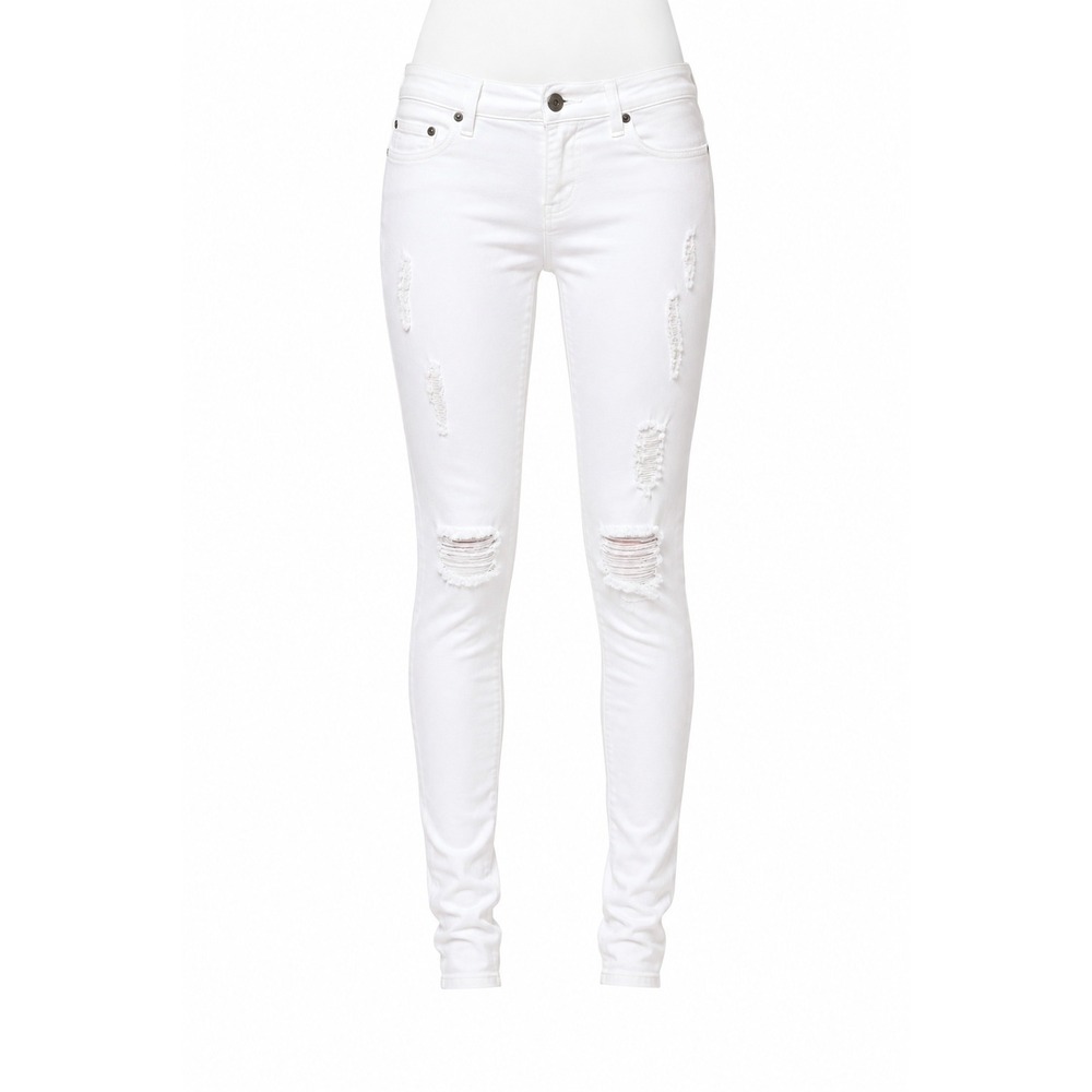 Y2K Grunge Aphrodite White Distressed Skinny Ripped Stretch Denim Jeans Size 11